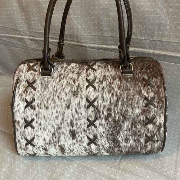 Flavia Maria Spotted Pony Hair on Hide Satchel - Picture 5 of 13